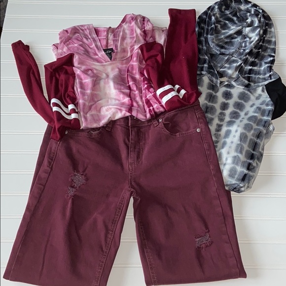 Rue21 Denim - Rue 21 Jeans Distressed & Hoodie Tops Tie Dye